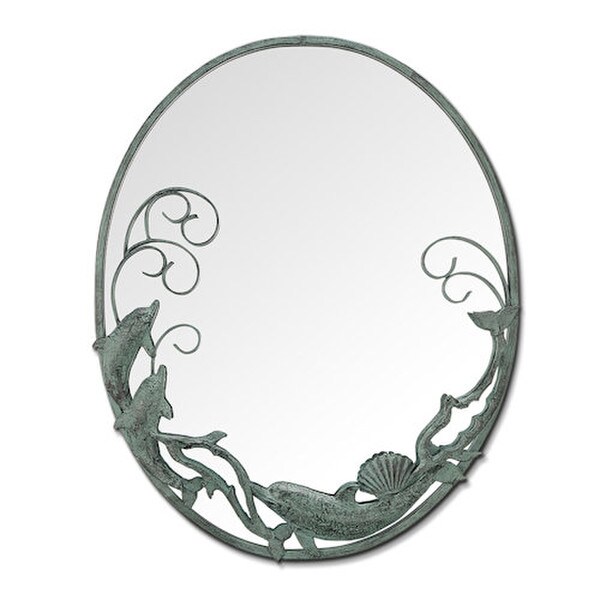 Decorating Dolphin Sculptural Mirror Three Trio Iron Coastal Beach Home